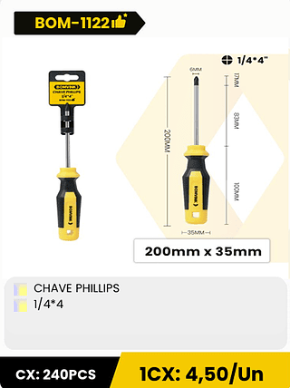 CHAVE PHILLIPS 1/4*4 CX: 240PCS 1CX: 4,50/Un