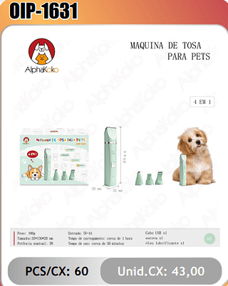 MAQUN TE TOSA FARA PETS PCS/CX:60 Unid.CX: 43,00