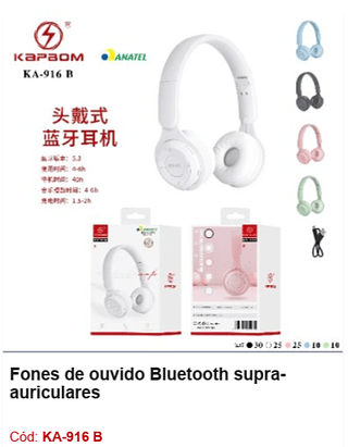 Fones de ouvido Bluetooth supraauriculares R$18 PCS/CX:100
