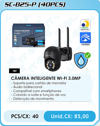 CÂMERA INTELIGENTE WI-FI 3.0MP PCS/CX: 40 Unid.CX: 85,00