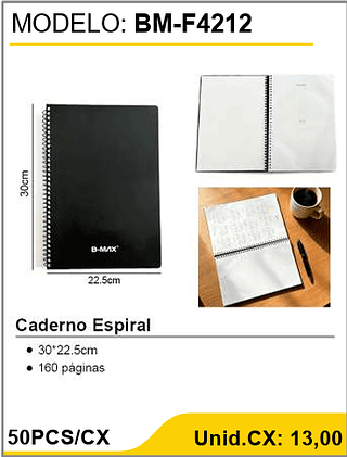 Caderno Espiral 50PCS/CX Unid.CX: 13,00