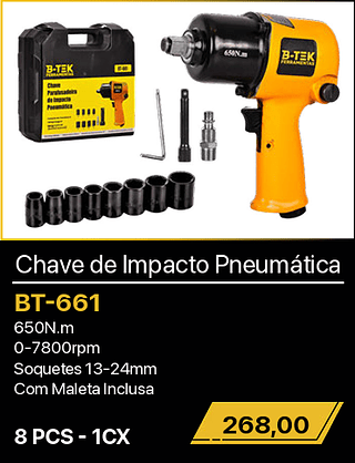 Chave de Impacto Pneumática 8PCS R$268,00