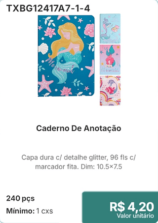 Caderno De Anotação 240 pçs R$ 4.20