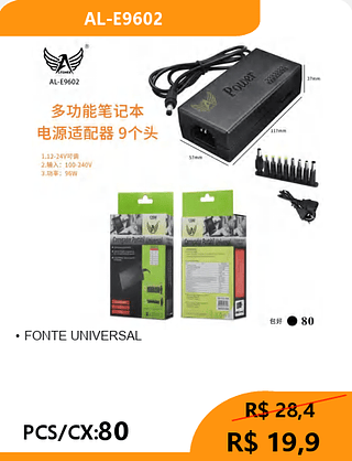 FONTE UNIVERSAL PCS/CX:80 R$ 19,9