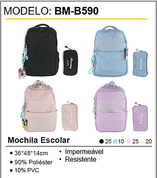Mochila Escolar 80PCS/CX Unid.CX: 35,00