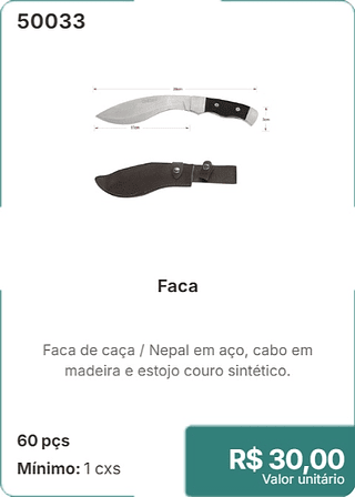 Faca 60 pçs R$ 30.00