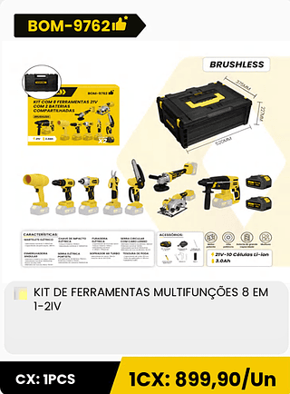 KIT DE FERRAMENTAS MULTIFUNÇÕES 8 EM 1-2IV CX: 1PCS 1CX: 899,90/Un