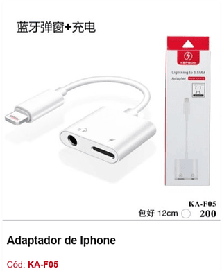 Adaptador de Iphone R$ 6,3 PCS/CX:200