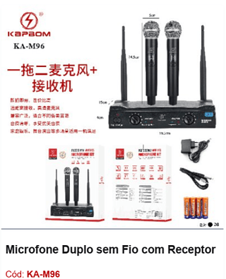 Microfone Duplo sem Fio com Receptor R$ 137,7 PCS/Cx:20