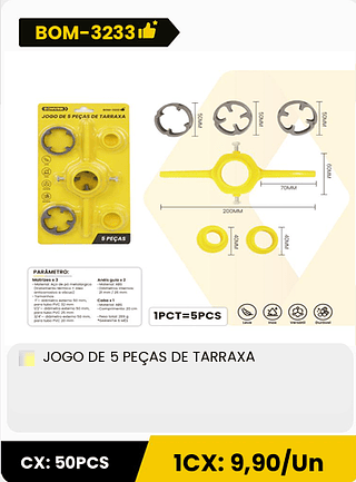 JOGO DE 5 PEÇAS DE TARRAXA CX: 50PCS 1CX: 9,90/Un