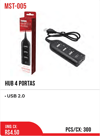 HUB 4 PORTAS 300pç=4,5$
