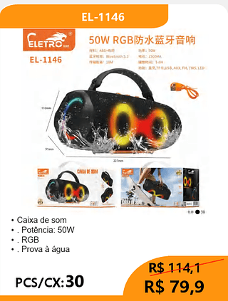 CAIXA DE SOM PCS/CX:30 R$79,9