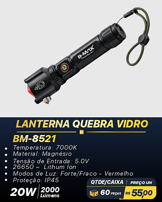 LANTERNA QUEBRA VIDRO 60PÇS R$55,00