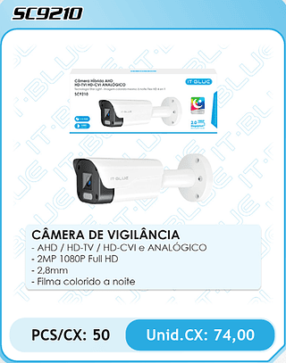 CÂMERA DE VIGILÂNCIA PCS/CX: 50 Unid.CX: 74,00