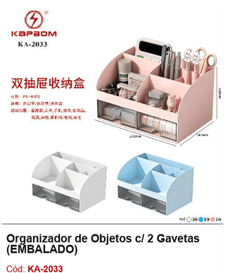 Organizador de Objetos c/ 2 Gavetas R$ 26,1 PCS/Cx: 50
