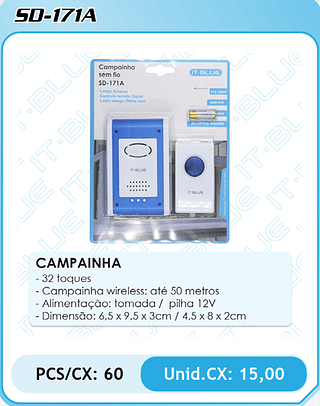 CAMPAINHA PCS/CX: 60 Unid.CX: 15,00