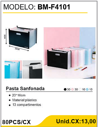 Pasta Sanfonada 80PCS/CX Unid.CX:13,00