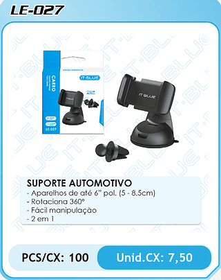 SUPORTE AUTOMOTIVO PCS/CX: 100 Unid.CX: 7,50