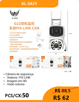 Câmera de segurança PCS/CX:50 R$ 62