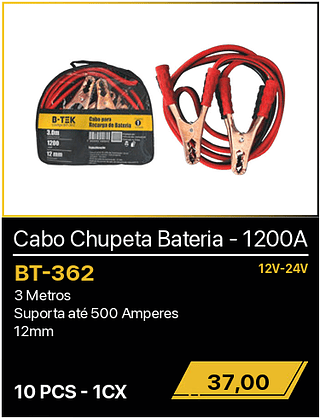 Cabo Chupeta Bateria - 1200A 10PCS R$37,00
