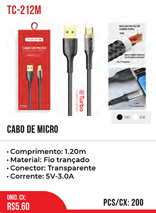 CABO DE MICRO 200pç=5,6$