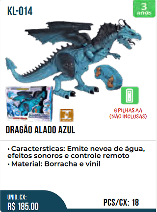 DRAGAO ALADOAZUL UNID.CX:RS 185.00 PCS/CX:18
