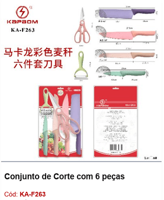 Conjunto de Corte com 6 peças R$ 13,5 PCS/CX: 60