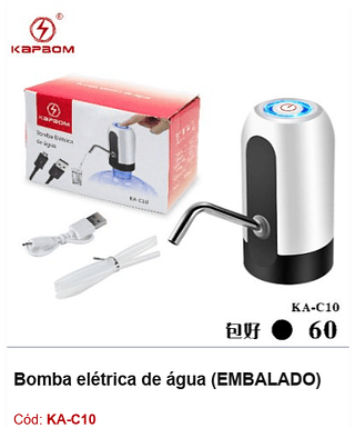 Bomba elétrica de água R$ 12,6 PCS/cx: 60