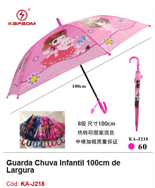 Guarda Chuva Infantil 100cm de Largura R$ 9,9 PCS/CX: 100