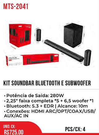 Kit Soundbar Bluetooth E Subwoofer 4pç=725$