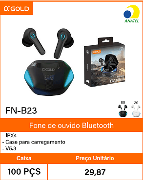 Fone de ouvido Bluetooth IPX4 - Caixa 100 PCS Preco Unitario 29,87