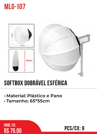 Softbox Dobrável Esférica 9pç=75$