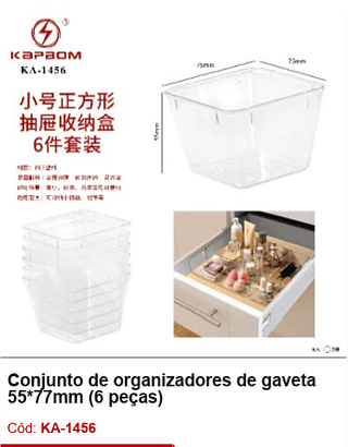 Conjunto de organizadores de gaveta 55*77mm (6 peças) R$ 10,8 PCS/CX: 50
