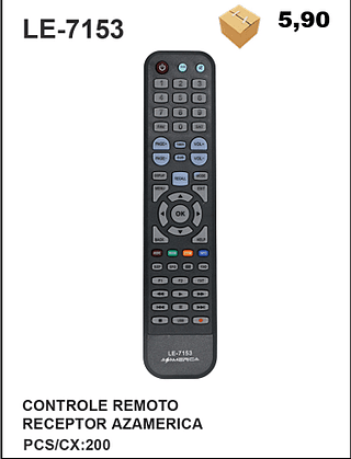 CONTROLE REMOTO RECEPTOR AZAMERICA 200pç=5,9$