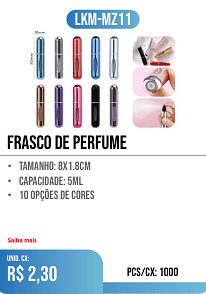 frasco de perfume PCS/CX: 1000 UNID. CX: r$ 2,30