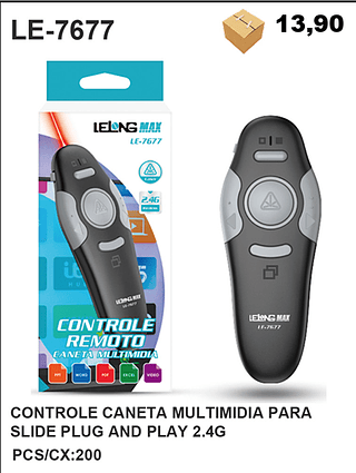 CONTROLE CANETA MULTIMIDIA PARA SLIDE PLUG AND PLAY 2.4G 200PÇ=13,9$