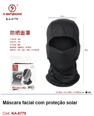 Máscara facial com proteção solar R$ 13,5 PCS/Cx: 300
