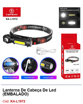 Lanterna De Cabeça De Led R$ 9,9 Pcs/cx: 240
