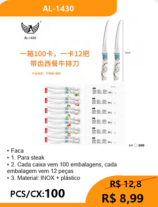 Faca PCS/CX:100 R$ 8,99