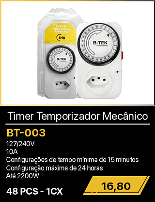 Timer Temporizador Mecânico 48PCS R$16,80