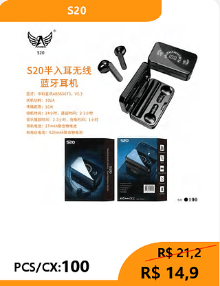 FONE BLUETOOTH PCS/CX:100 R$14,9
