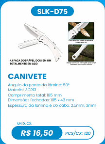 CANIVETE UNID. CX: R$ 16,50 PCS/CX: 120