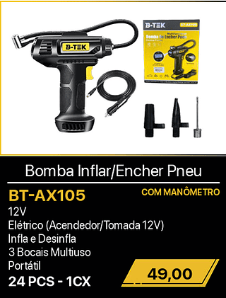 Bomba Inflar/Encher Pneu 24PCS R$49,00