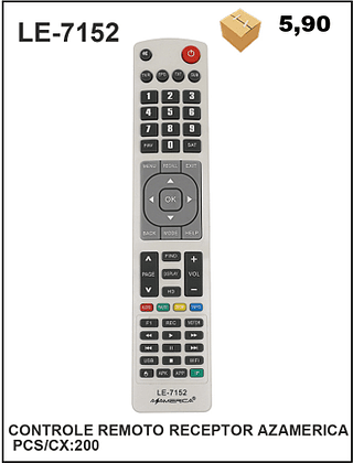 CONTROLE REMOTO RECEPTOR AZAMERICA 200pç=5,9$