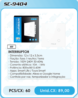 INTERRUPTOR PCS/CX: 60 Unid.CX: 89,00