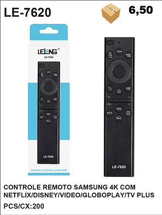 CONTROLE REMOTO SAMSUNG 4K COM NETFLIX/DISNEY/VIDEO/GLOBOPLAY/TV PLUS 200PÇ=6,5$