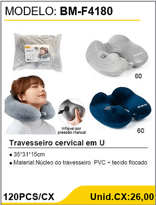 Travesseiro cervical em U 120PCS/CX Unid.CX:26,00