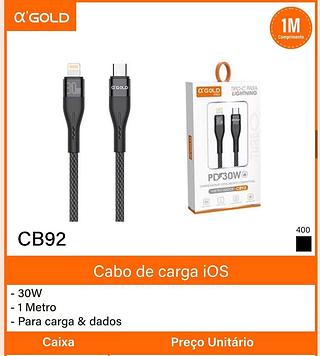 Cabo de carga iOS - 30W - 1 Metro - Para carga & dados