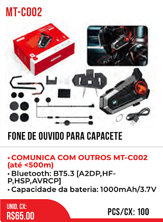 Fone De Ouvido Para Capacete 100pç=65$