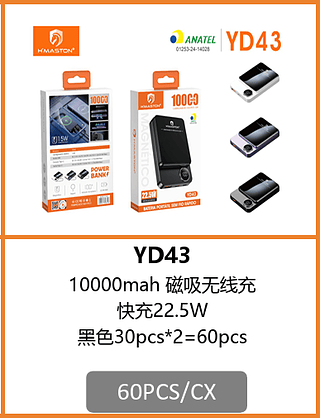 POWER BANK 10000mAh 60PCS/CX R$:55,88